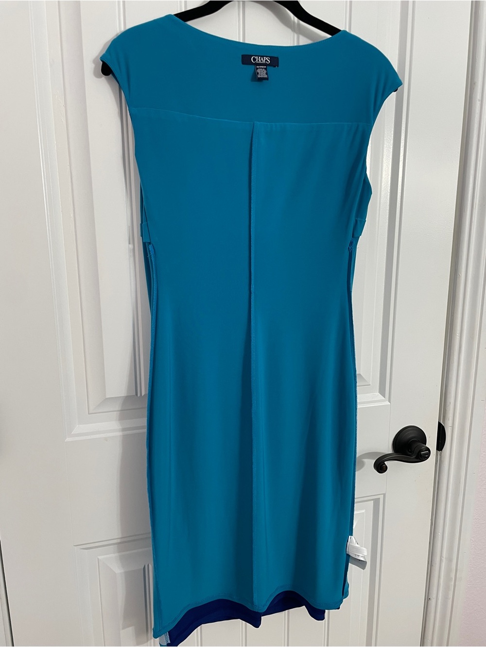 Chaps Blue & Turquoise Color Block Ruched Sheath Dress XS - Picture 17 of 17